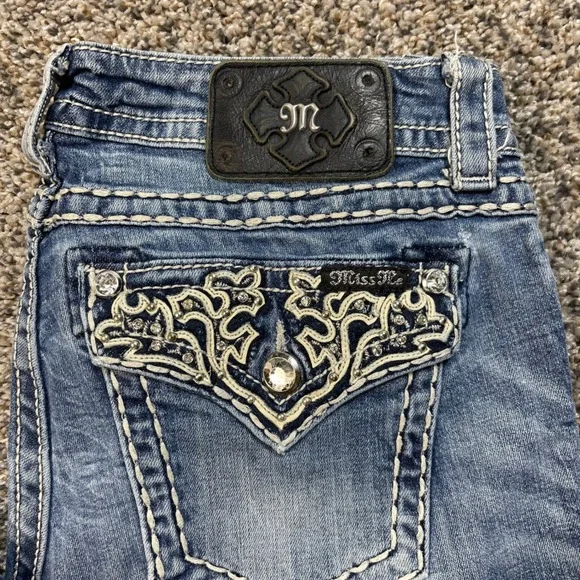 Miss Me Women's 30x33 Straight Leg Jeans Blue Embroidered Flap Pocket JE5917T3X - Picture 13 of 13